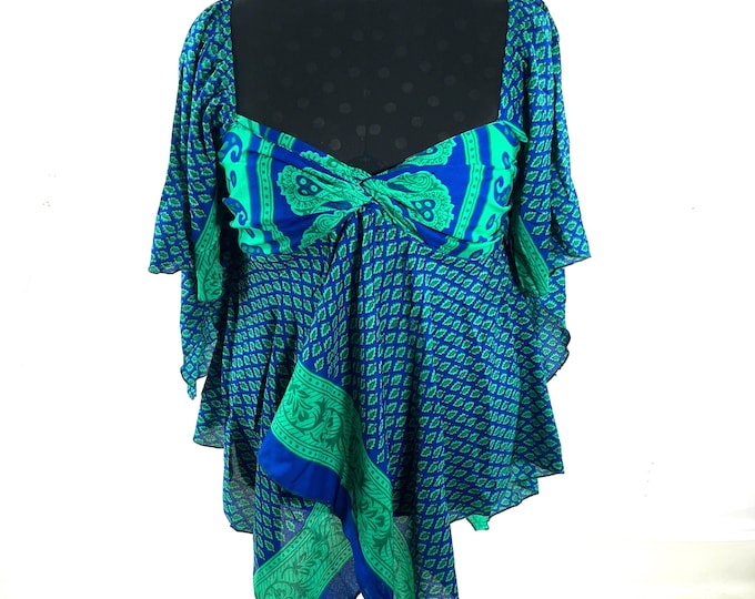 Stevie Boho Floaty Silk Top - Summer Blouse XL Size (SKU:450-10402)