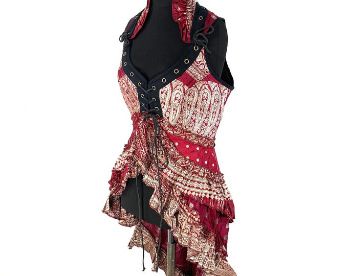 L. Sophia Steampunk Corset Dress - Silk brocade  (2000-5366)