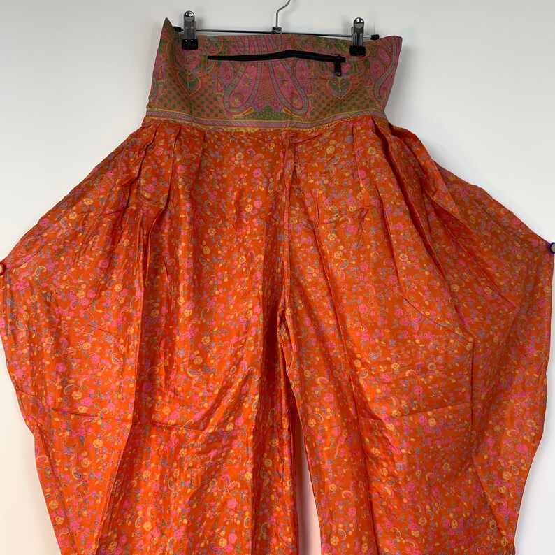 Festival Pants Silk M-L Pink & Orange Festival Clothing | Etsy