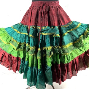 Yasmin 25 Yard Skirt handmade in Vintage Winter Silk, Maxi One Size; (28&quot;-42&quot; Waist) a Boho Cottagecore skirt SKU:740-9131