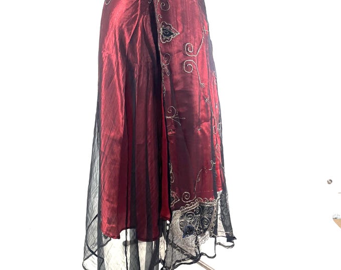 Maxi Wrap Skirt Aari Tari handmade embroidered 2 layer SKU:2012-9898