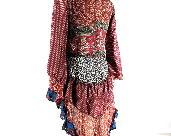 XL. Seraphina Corset Dress, Silk, Long Sleeves.  SKU:1008-7172