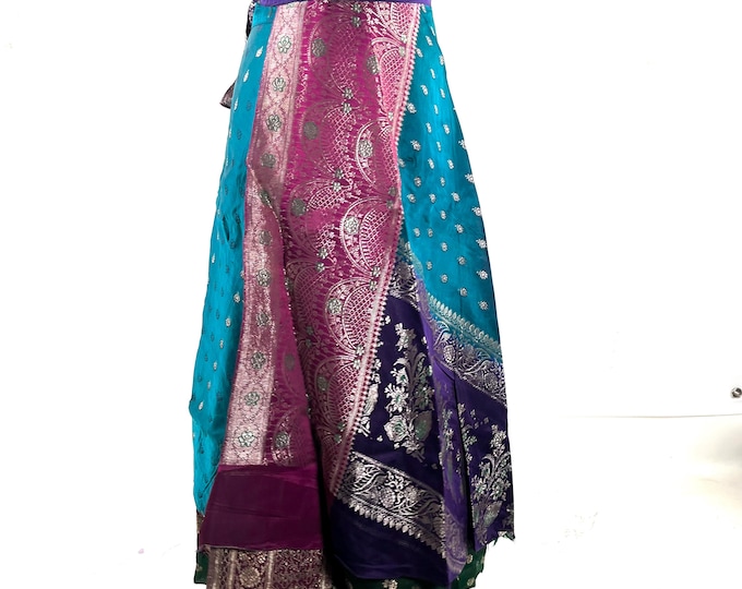 Pemberin Maxi Wrap Skirt - Silk Brocade - Two Layer - A-Line - One Size SKU:2035-10467