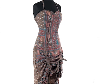 Ruby Fantasy Agni Silk SunDress; Light-weight handmade Summer Elven, Ruffle, Fairycore, Cottagecore dress.  SKU:735-B-9346