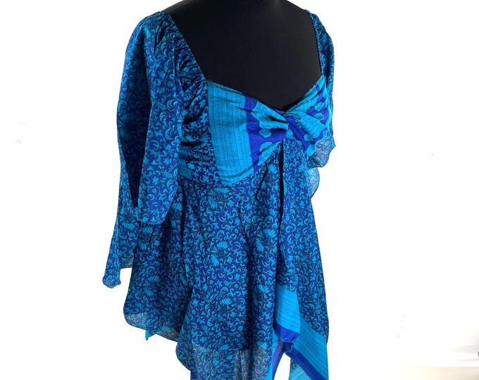 Stevie Boho Floaty Silk Top - Summer Blouse One Size (SKU:440-10372)