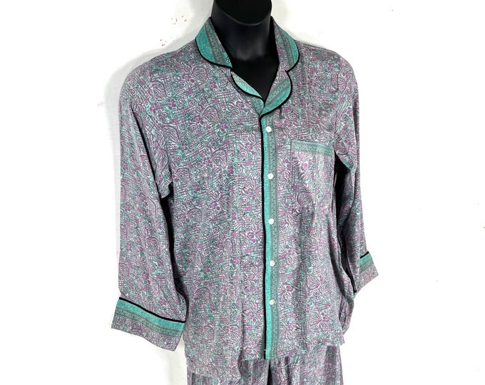 Sheer Sari Silk Pyjamas Set - Matching Lounge Wear with Travel Bag (Medium SKU: 726-10553)