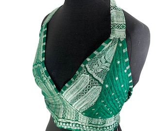 M/L. Phoenix Tribal Top, Silk, Steampunk Pagan, Bohemian, Gypsy, Larp, Goth, Dark Mori, Celtic crop top. SKU:1021-5016