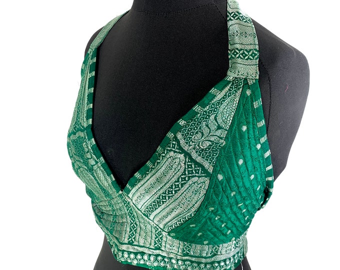 M/L. Phoenix Tribal Top, Silk, Steampunk Pagan, Bohemian, Gypsy, Larp, Goth, Dark Mori, Celtic crop top. SKU:1021-5016