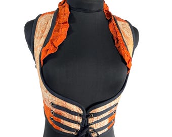 M Ivy Underbust Corset Top; steampunk vest handmade in Vintage Silk Brocade (SKU:2172-10119)