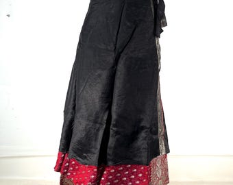 Pemberin Midi Wrap Skirt - Silk Brocade - Two Layer - A-Line - One Size (SKU:2034-8448)
