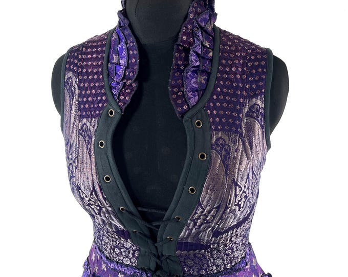 XL. Isabella Corset Dress; handmade in Silk brocade. Perfect for Steampunk, REN, Tribal events & parties SKU:2001-9612
