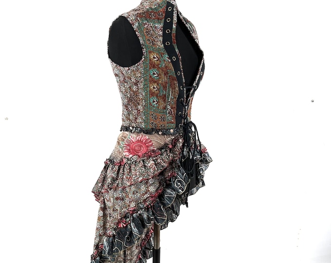 Corset Dress L Amalie - Silk - Fantasy Steampunk - Sleeveless - Bustle SKU:2042-7740