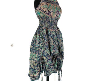 Sadie Silk Pixie Dress. One Size. A Sun Goddess Halter Dress with adjustable Rouches.  SKU:1031-5516