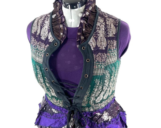 3XL. Isabella Corset Vest Dress; Silk Brocade handmade SKU:2001-9589