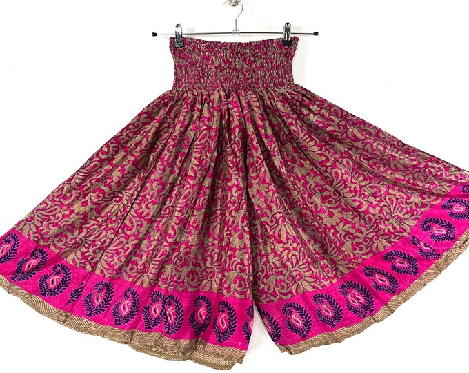 2XL. Emilie Short Leg Culottes in Summer Silk, One-Size Plus Plus with Elasticated Waist. (Wide Leg Palazzo Pants)  SKU:823-7433