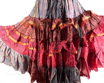 Yasmin 25 Yard Skirt - Gypsy Winter Silk - One Size - Boho Maxi SKU:740-9132