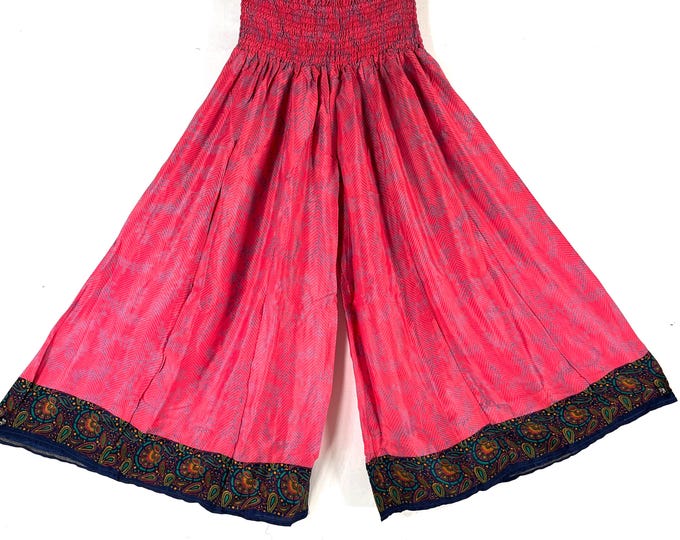 Delilah Plus Size Culottes in Summer Silk with XL Elasticated Waist, great for a fuller figure. (Wide Leg Palazzo Pants) SKU:838-8725