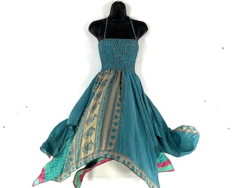 Tatiana Fairy Dress 41" (104cm) Long, One Size; Silk Maxi Summer Dress, Tall Girl Sundress, SKU: 902-9235