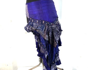 Blue Luna Over Skirt Bustle in Silk brocade. Adjustable Waist. Steampunk, Ren Faire Style