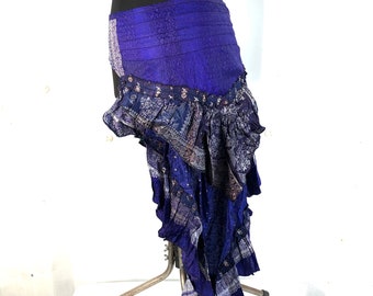 Blue Luna Over Skirt Bustle in Silk brocade. (Steampunk, Renaissance, Gothic, Festival, LARP Style)