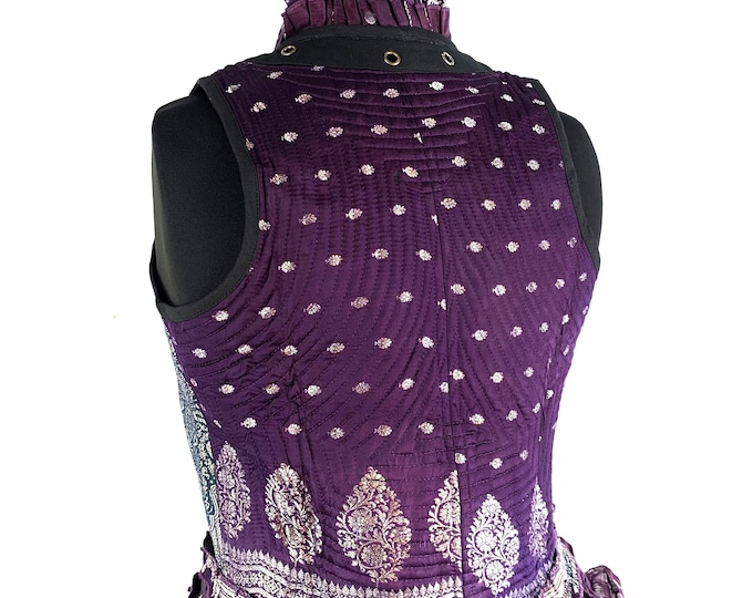 M. Varuna Corset Dress in Silk Brocade with long body; Perfect for Larp Renaissance Festivals  SKU:2002-1782