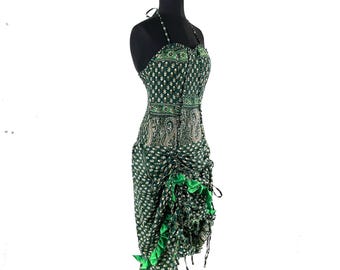 Ruby Fantasy Agni Silk SunDress; Light-weight handmade Summer Elven, Ruffle, Fairycore, Cottagecore dress.  SKU:735-9333