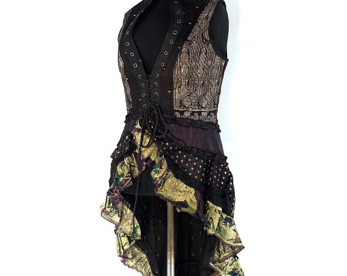 L. Isabella Corset  Dress, Steampunk Silk Brocade,  SKU:2001-4479