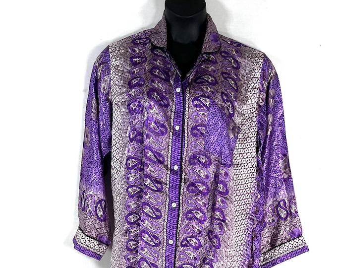 Sheer Sari Silk Pyjamas Set - Matching Lounge Wear with Travel Bag (Large SKU: 727-10546)