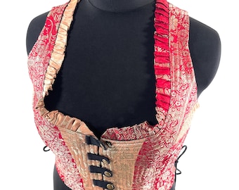 Chaleco Mia talla 3XL; Top bohemio - Talla 3XL y plateado - Brocado de seda vintage (SKU:2146-9721)