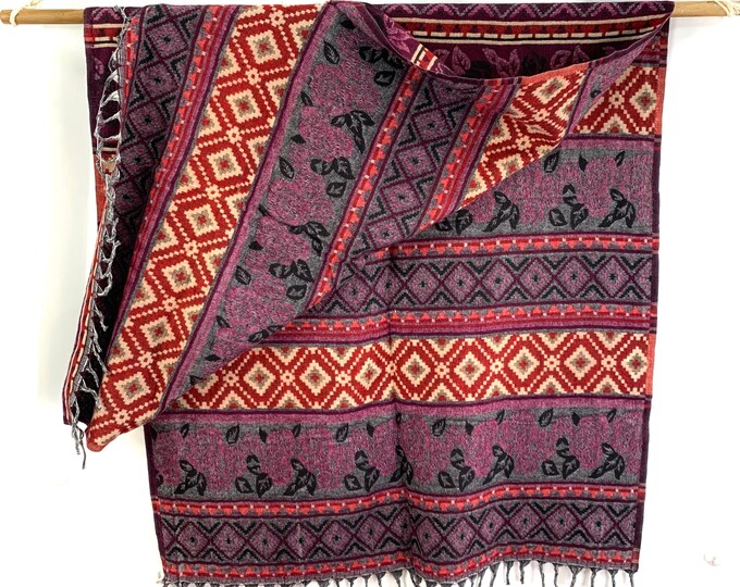 Warm Mountain Rose Blanket 4 Life, parties festivals & snuggling. A lovely soft touch, very warm and durable Boho Shawl Blanket Scarf Throw.