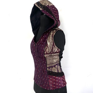 S/M. Pixie Hooded Jacket, Silk brocade. Pagan, Celtic, Gothic, Elven, Festival, LARP, R.E.N., Cosplay SKU:1050-5171