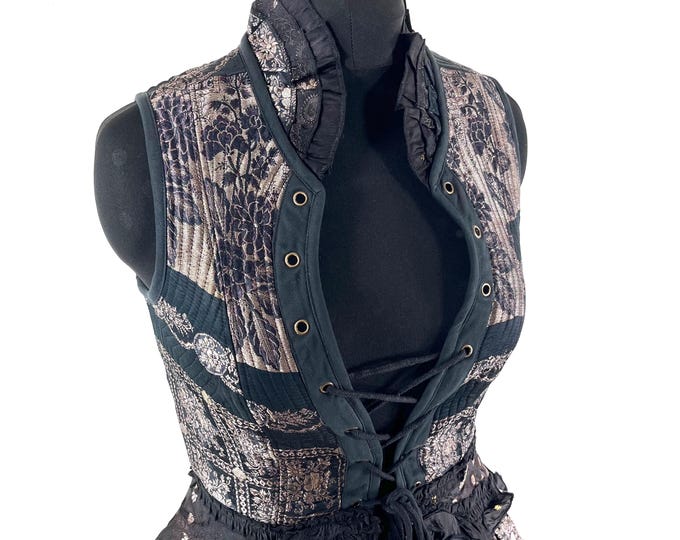 L. Isabella Corset Dress; handmade in Silk brocade. Perfect for Steampunk, REN, Tribal events & parties SKU:2001-9618