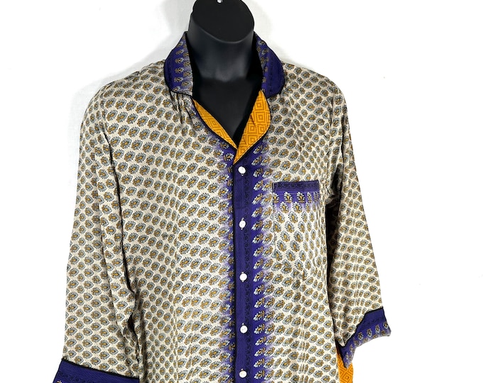 Sheer Sari Silk Pyjamas Set - Matching Lounge Wear with Travel Bag (Large SKU: 727-10542)
