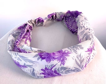 Silk Face Mask Headband - dust-mask, neck-scarf, bandana, scrunchy.  Option to add buttons, FIT Head circumference 19” to 23”