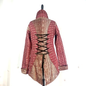 M. Silk Brocade Tailcoat. Victorian steampunk Kei. Fleece lined.