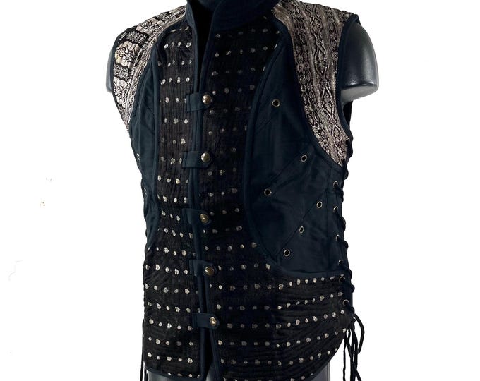 Steampunk Silk Brocade & Cotton Unisex Skanda Tunic (UK-M  SKU:482-10522)