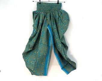 Caroline Waterfall Silk Harem Pants; One size, Elasticated waist Comfy yoga Eco Trousers