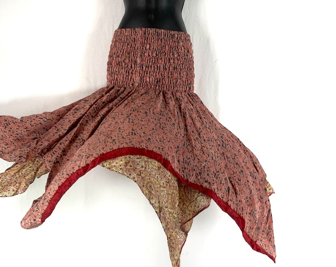 Nina Fairy Skirt One size in Silk. (Length 32"). (a summer handkerchief skirt) SKU:899-6256