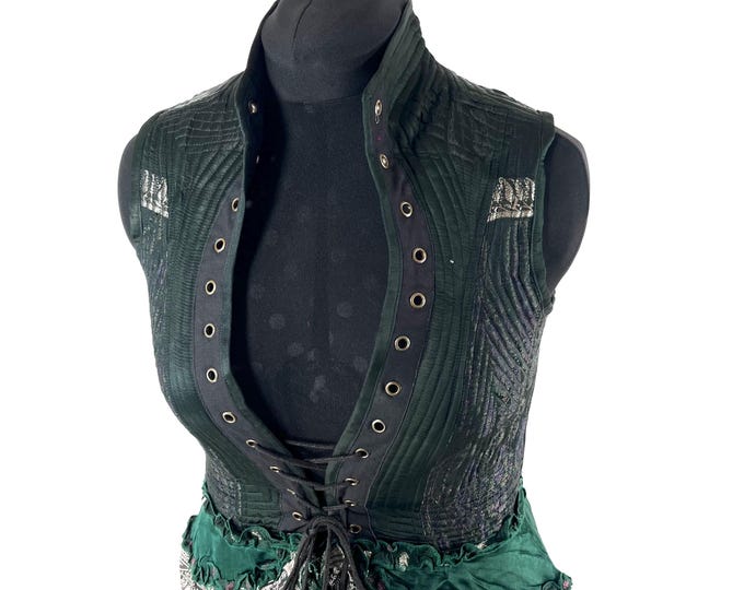 Elegant Vintage Silk Brocade Corset Dress - Size XL Isabella SKU:2134-9603