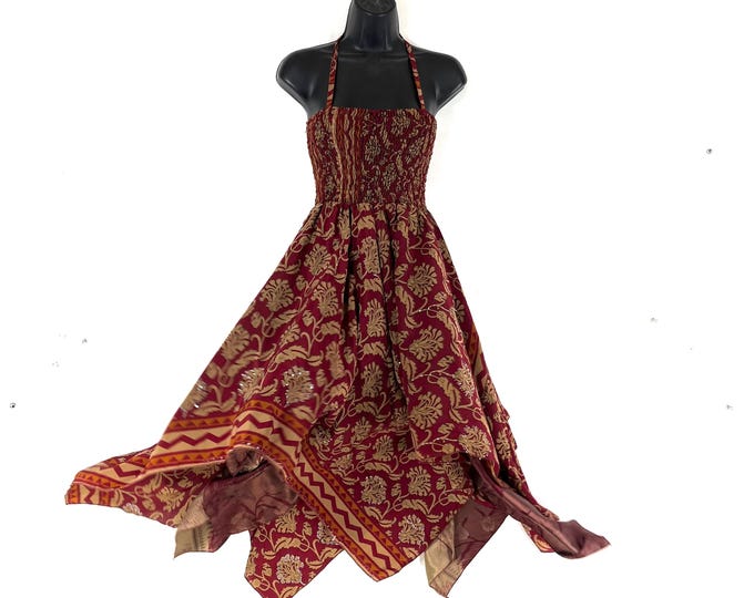Aurora Long Summer Silk Fairy Dress, One Size; Silk Maxi Tall Girl Sundress SKU:902-9217