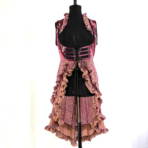 UK-L Celeste Underbust Corset Dress - Pink & Beige (SKU:987-0004)