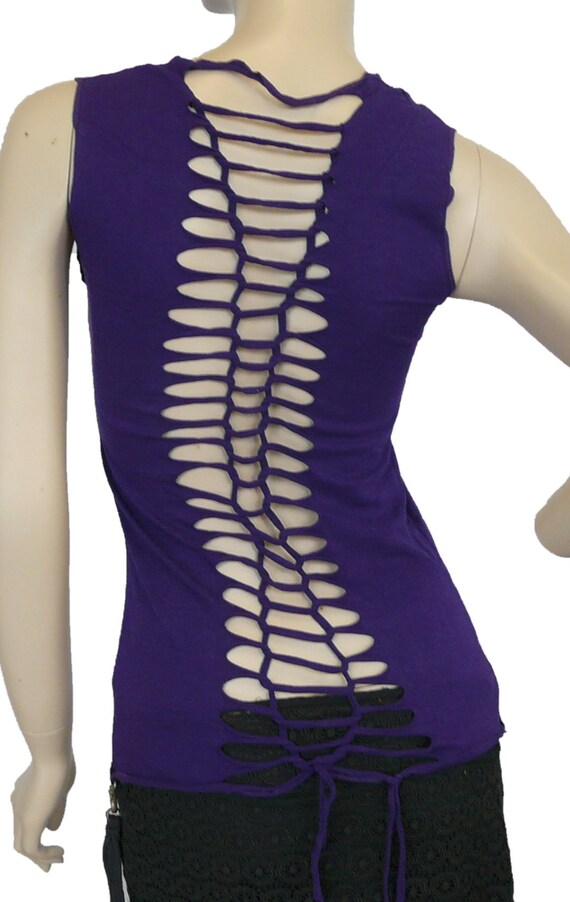 Festival Cut Top Lycra Purple Yoga Tank 