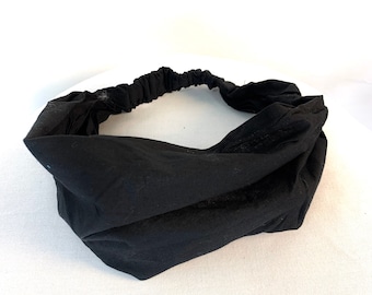 Childrens Black Cotton Washable Headband Face Mask. bandana, scrunchies. FIT Head circumference 17” to 22”