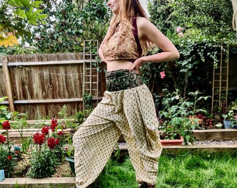 Festival Pants Silk M-L; Palazzo Pants Zip Pocket Trousers, Harem Pants (SKU:801-5078)