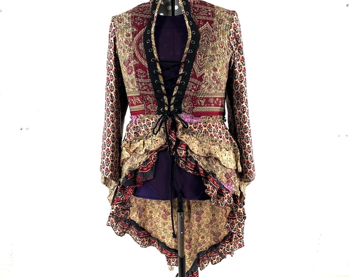 4XL. Seraphina Corset Dress, Silk, Long Sleeves, Handmade.  SKU:1011-9282