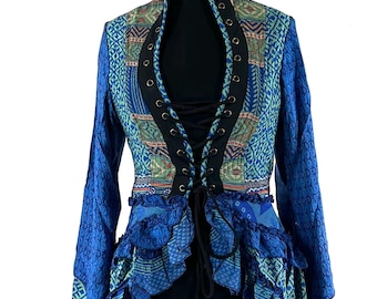 S Seraphina Corset Dress, Silk, Long Sleeves, Handmade. SKU:1005-9321