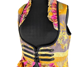 XL Celeste Bustier Dress - Underbust Corset Dress - Vintage Silk (SKU:982-5456)