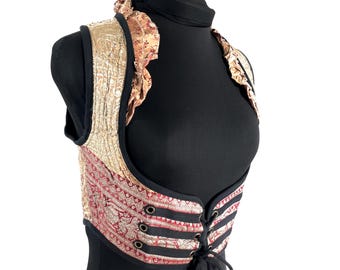 M Ivy Underbust Corset Top; steampunk vest handmade in Vintage Silk Brocade (SKU:2172-10117)
