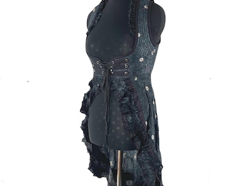 L. Alaxi Bustier Dress; Underbust Corset Cottagecore Dress in Vintage Silk perfect for Bridgerton Cosplay, Larp & Steampunk SKU: 2113-8162