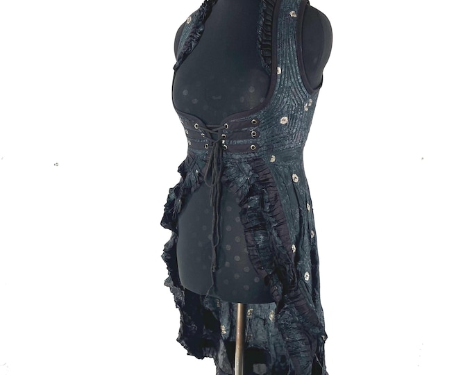 L. Alaxi Bustier Dress; Underbust Corset Cottagecore Dress in Vintage Silk perfect for Bridgerton Cosplay, Larp & Steampunk SKU: 2113-8162